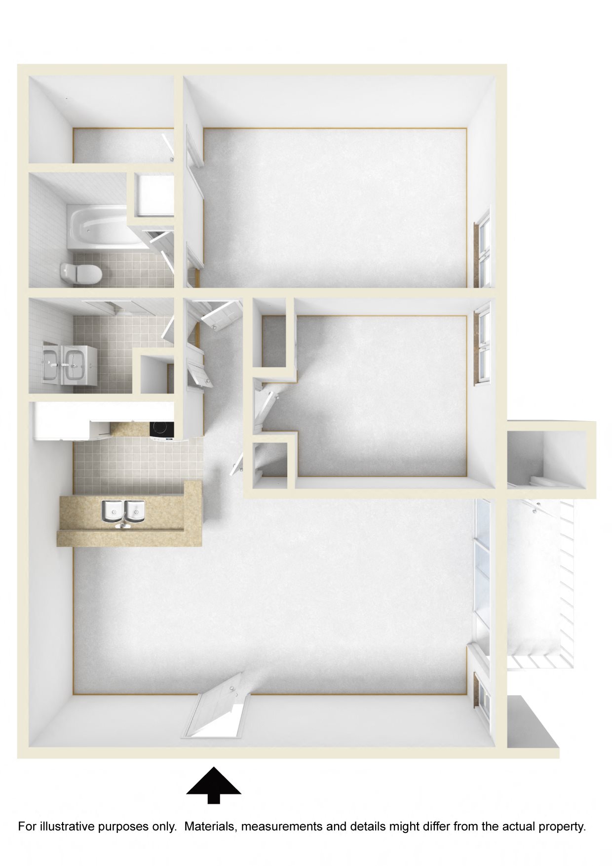 Two Bedroom Floor Plan l Tara Hill Apartments in Anaheim, CA